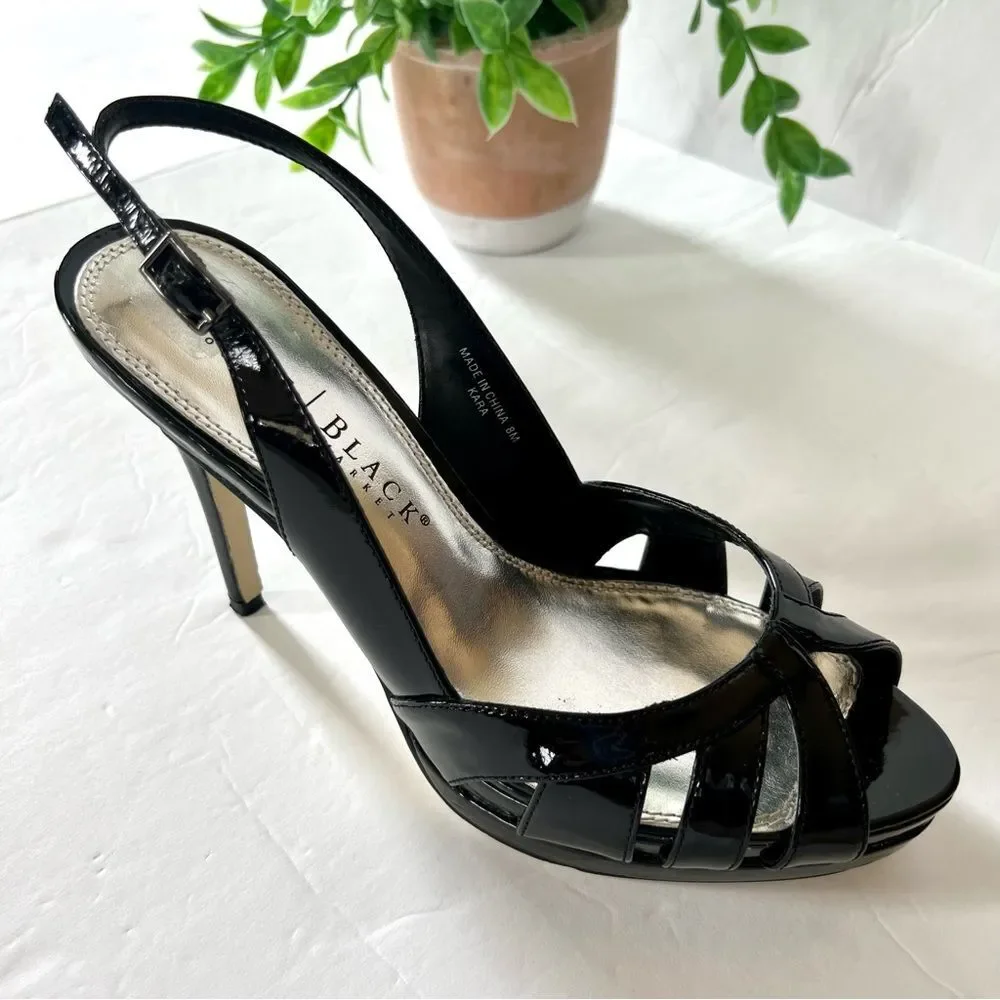 White House Black Market Kara Slingback Black Platform Sandals Size 8M